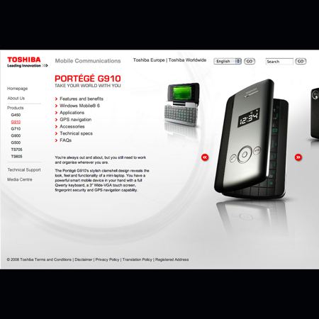 Toshiba web page 1